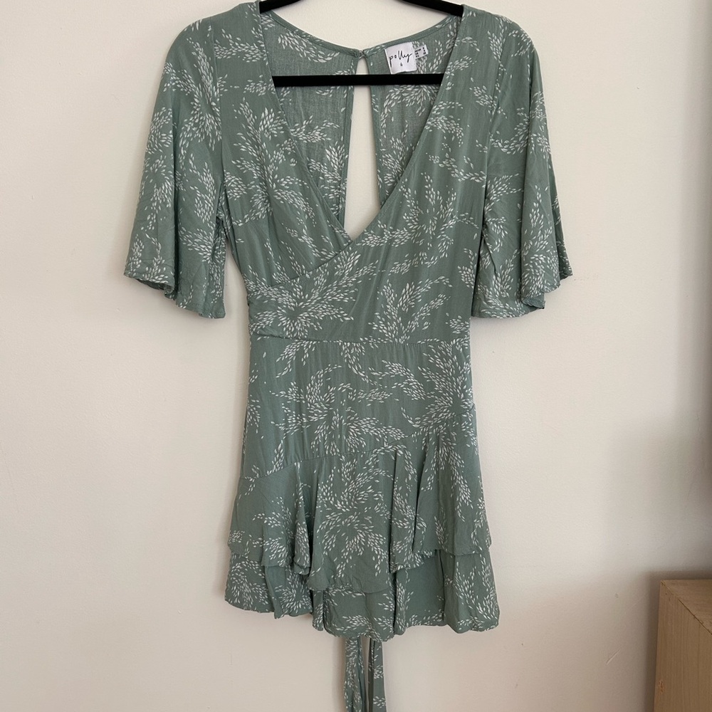 Green Floral Wrap Skort